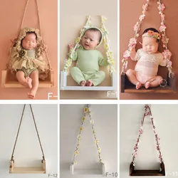 Accessoires de photographie pour nouveau nés, corde à fleurs, balançoire en bois, meubles de Studio pour bébé, pour garçons et filles, arrière plan 