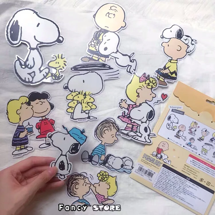 Piezas cacahuetes SNOOPYS dibujos animados Kawaii pegatina impermeable papelerina de gran tamakino pegatina decorativa cuenta de ma