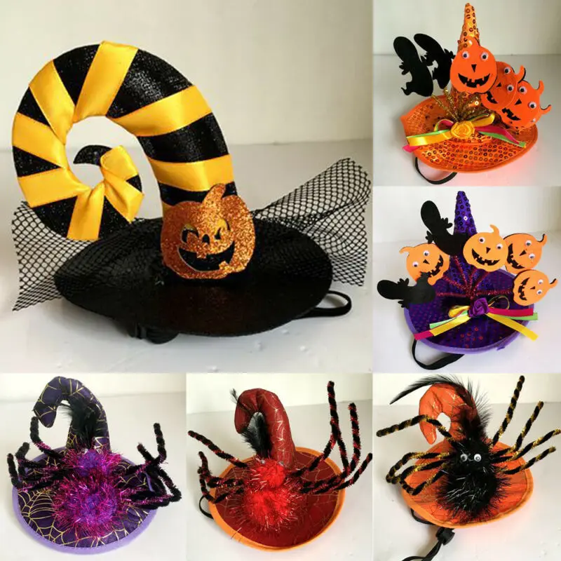 

Halloween Magic Witch Hat Pet Wizard Headwear for Cat Dog Party Wizard SpiderCap