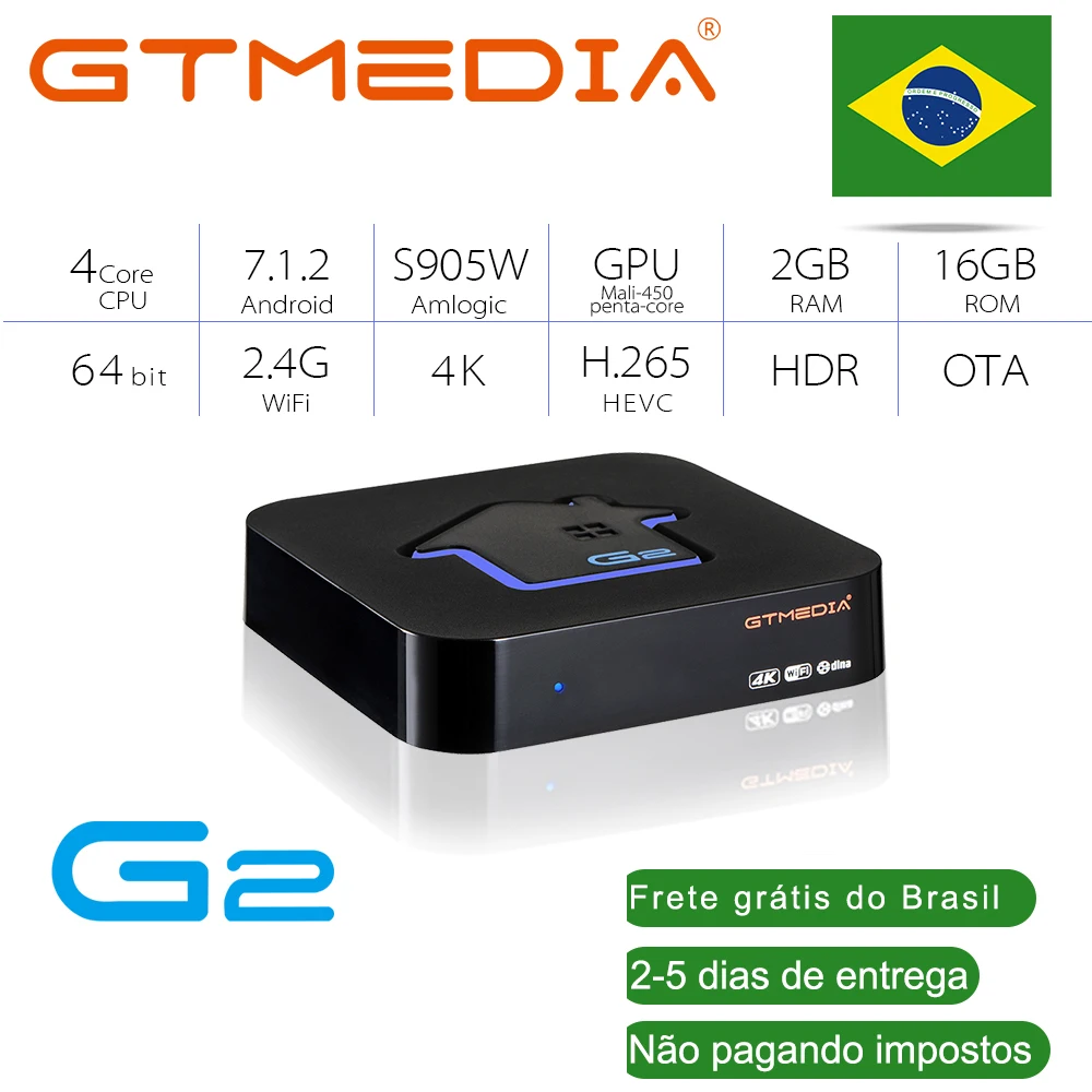 Android 7.1.2 TV box GT media G2 Встроенный Wi Fi 2 4G с 4K 1080P Google Cast Netflix compact receptor|ТВ-приставки и