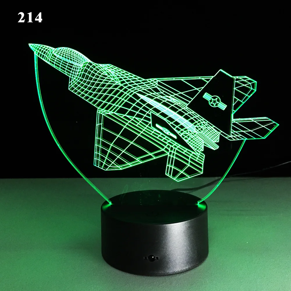 3D светодиодный ночник, мультяшный самолет, светильник lampara, 7 цветов, с изменением USB, креативная настольная лампа, умный дом, подарок, акрил