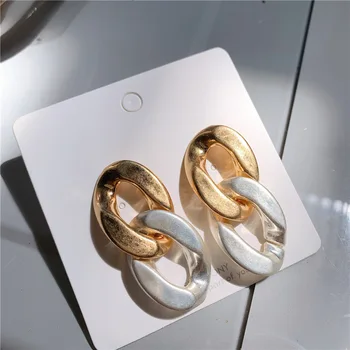 

FFLACELL Simple Fashion Metal Hit Color Water Wave Chain Tassel Dangle Earring Gold Jewelry Gift for Girls Jewelry Gifts