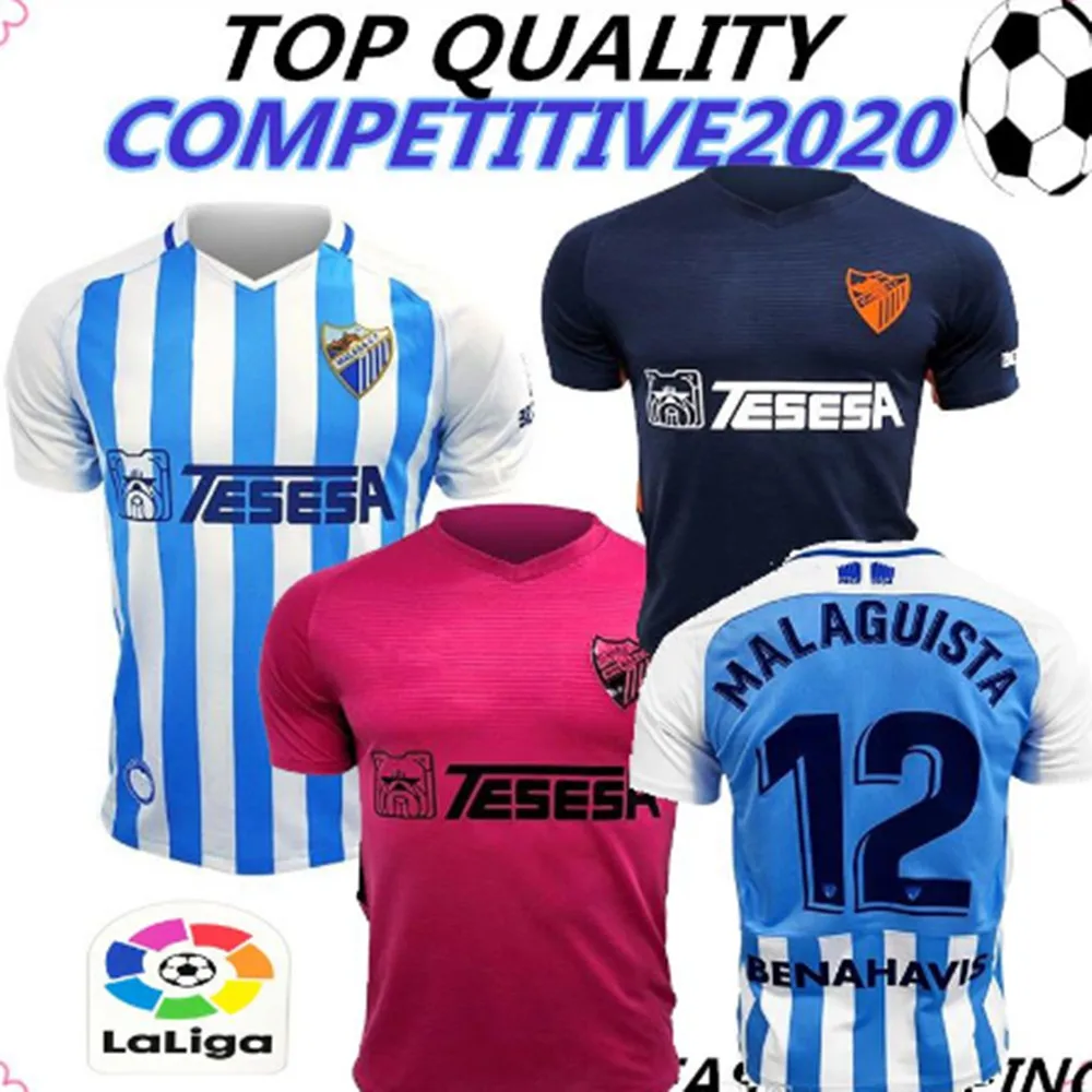 19 20 новые футбольные майки Малага CF third Out pink home MALAGA ONTIVEROS 17 GONZALEZ 8 KEKO ANOR, Футбольная Футболка
