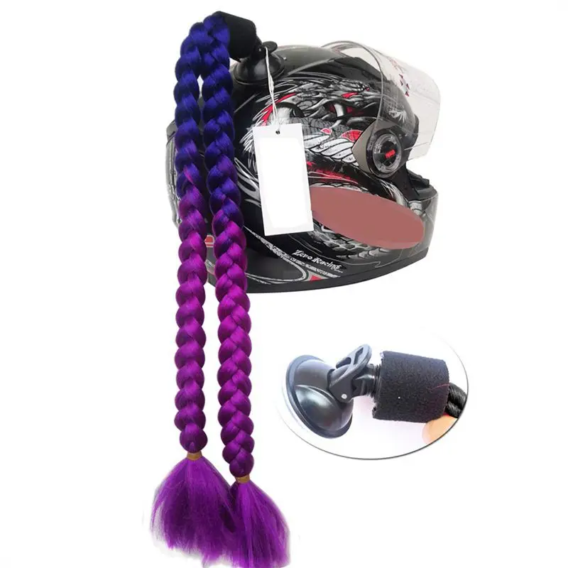 

Motorcycle Helmet Braids Ramp Twist With Sucker Motorbike Helmet Decoration Woman Wig Braids Dual Pigtail Ponytail Punk Style
