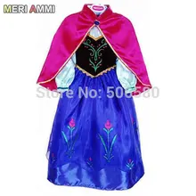 MERI AMMI/Детское платье для девочек, платье Анны для девочек, нарядное голубое платье Эльзы+ красная накидка для детей от 3 до 10 лет