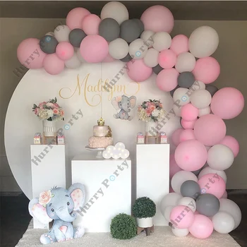

100Pcs Happy Birthday Aluminium Foil Balloons Garland Arch Kit Pink White Gray Latex Ballon Wedding Anniversary Party Decoration