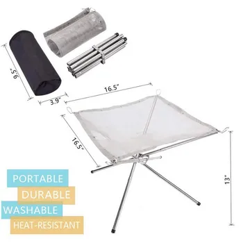 Portable Outdoor Fire Pit Camping Stainless Steel Mesh Fireplace Foldable for Outdoor Patio Dropshipping 2