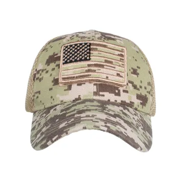 Tactical Camouflage Baseball Caps Men Breathable lMesh Caps Constructed Trucker Cap Hats With USA Flag Patches 1