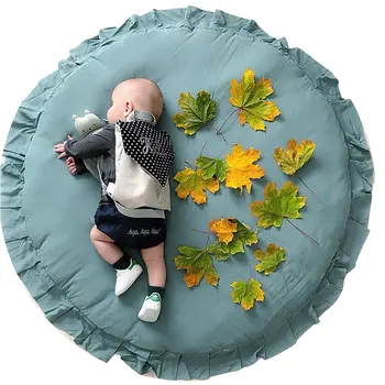 

Children Baby Game Mat Solid Color Lace Play Crawl Round Mat Cart Air-Conditioned Rug Tent Bed Valance Decor For Children