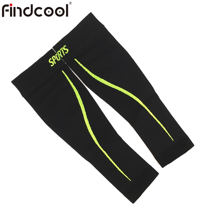 Findcool 1 пара медицинские компрессионные носки с открытыми пальцами для варикозного расширения вен для женщин и мужчин колено высокая поддержка икр дышащая - Цвет: Черный