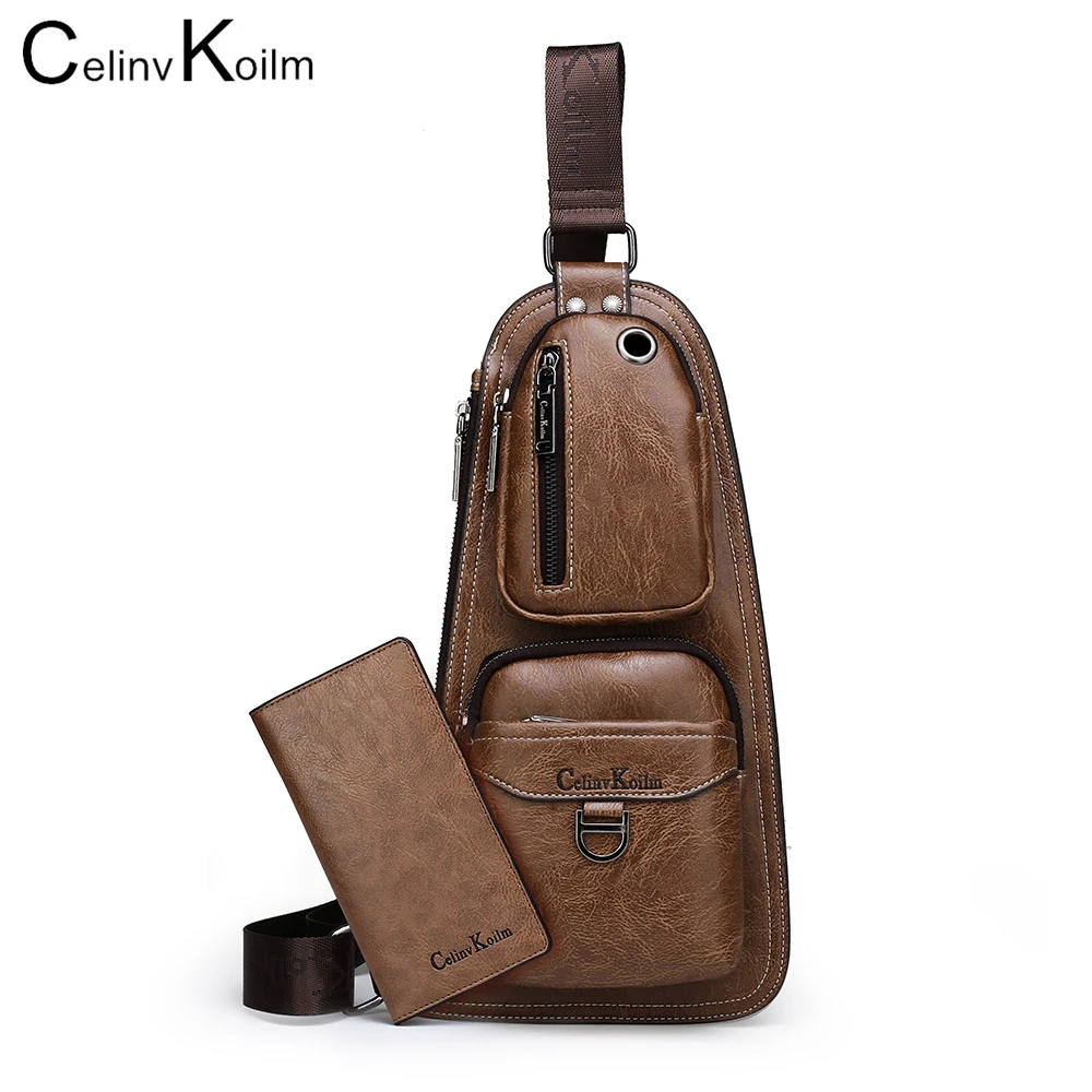 

Celinv Koilm Brand Bags Cross body New Hot Crossbody Fashion Bag Famous Brand Man's Leather Sling Chest Bags Fashion Casual