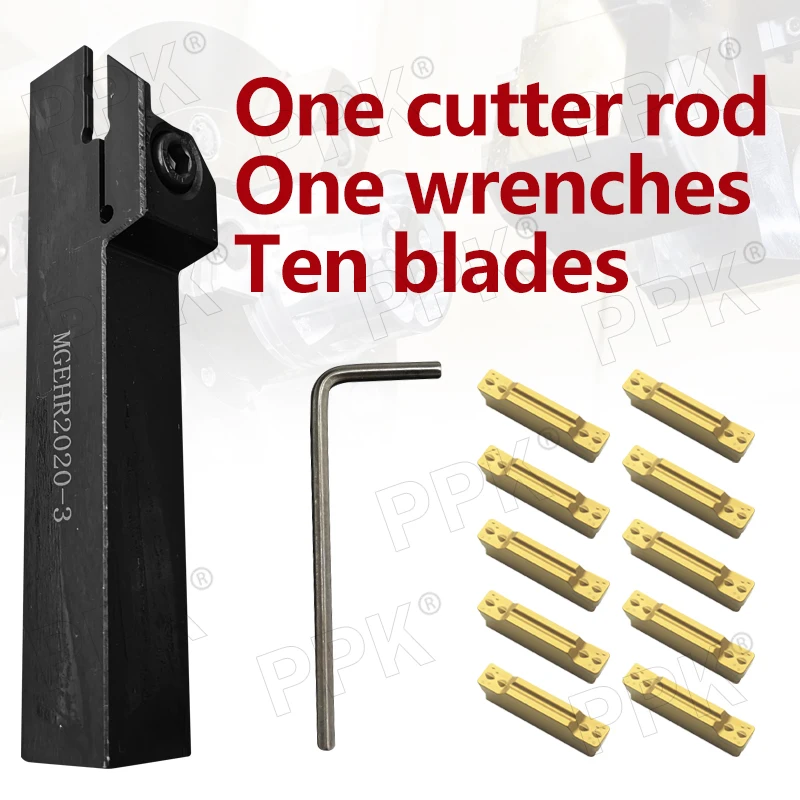 

Practical CNC Lathe Turning Tool MGEHR2020-3 Cut-Off Tool HolderBoring Bar + 10pcs MGMN300 Carbide Inserts Blade
