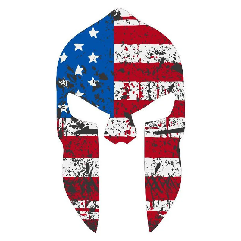 

SPARTAN HELMET TATTERED USA Flag StyleCar Sticker Window Bumper Motorcycle Laptop Trunk Decal Decoration Accessories PVC15*9cm