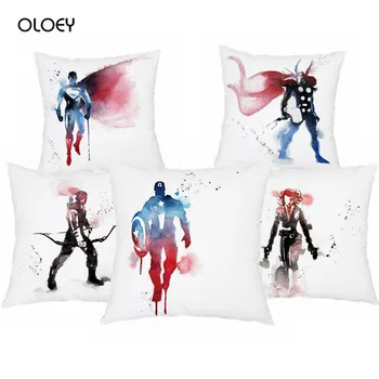 

45 * 45cm Super Hero Logo Polyester Polyester Pillowcase Magic Cartoon Iron Man Printing Home Bedroom Decorative Pillowcase ..