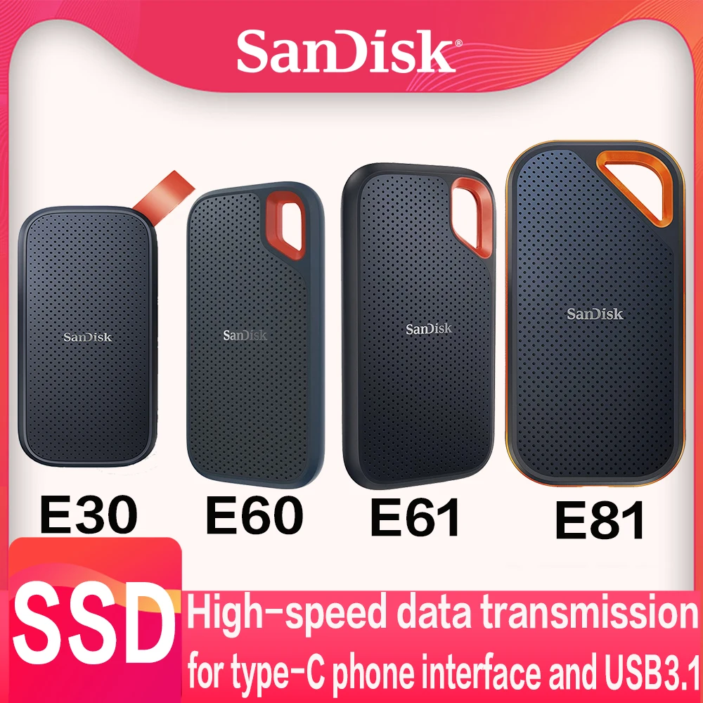 SanDisk SSD E30 E60 E61 E81 Extreme PRO 4 ТБ 2 1 480 ГБ USB 3.1 Type-A/C Портативный внешний твердотельный