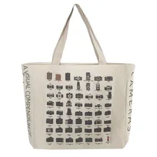 1 Pc Vintage Camera Canvas Shoulder Bag Large Female Retro Camera Student School Bag Women Eco Casual Shopping Tote Bag Canvas