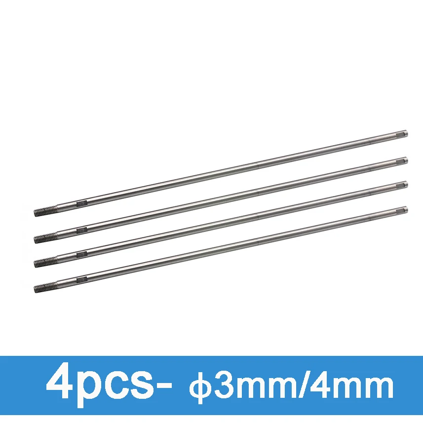 Tubes de protection noirs pour bateaux RC, diamètres 3mm et 4mm, posés sur une surface blanche.