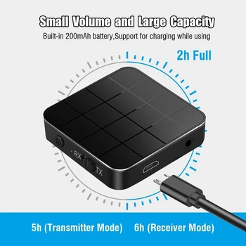 

Bluetooth 5.0 Transmitter Receiver 2 in 1 Low Latency o Wireless Adapter Dongle for Home TV PC Tablet Speaker Car