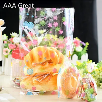 

50Pcs/Lot Bags Candy Cookie Bread Nuts Packaging Bag Toast Cook Biscuits Snack Baking Package Dots Chocolate Christmas