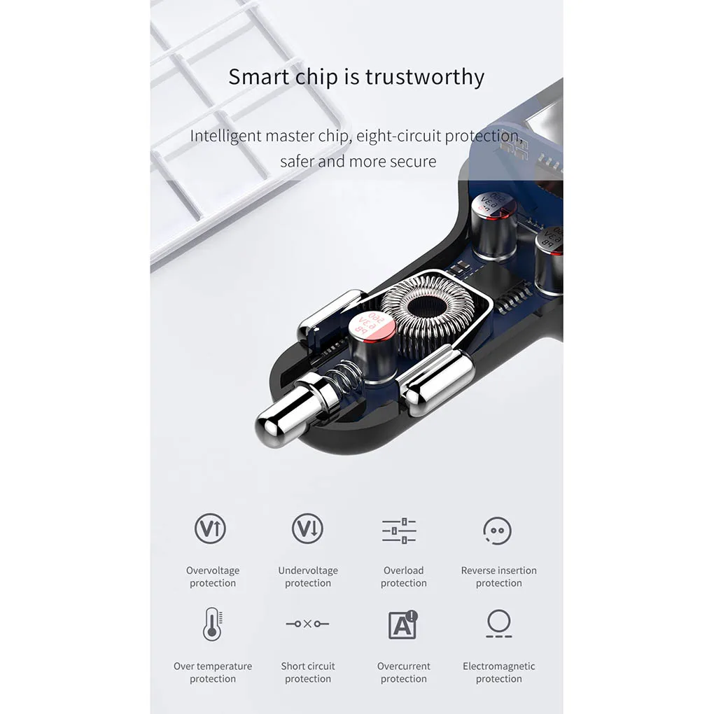 Автомобильный Bluetooth 5,0 MP3-плеер автомобильный fm-передатчик Hands-free 3.1A двойное USB быстрое зарядное устройство