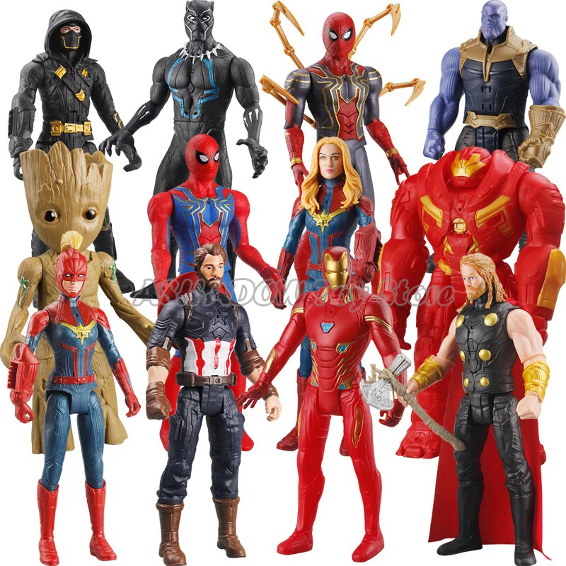 

30cm Avengers Marvel Action Figure Captain America Iron Man SpiderMan Thanos Thor Hulk Superman PVC Model Dolls Collection Toys