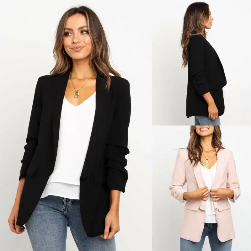 Женский пиджак Для женщин Slim Fit водопад Кардиган с длинным рукавом для офиса, пиджак, топы, свободная повседневная женская обувь верхняя одежда костюмы
