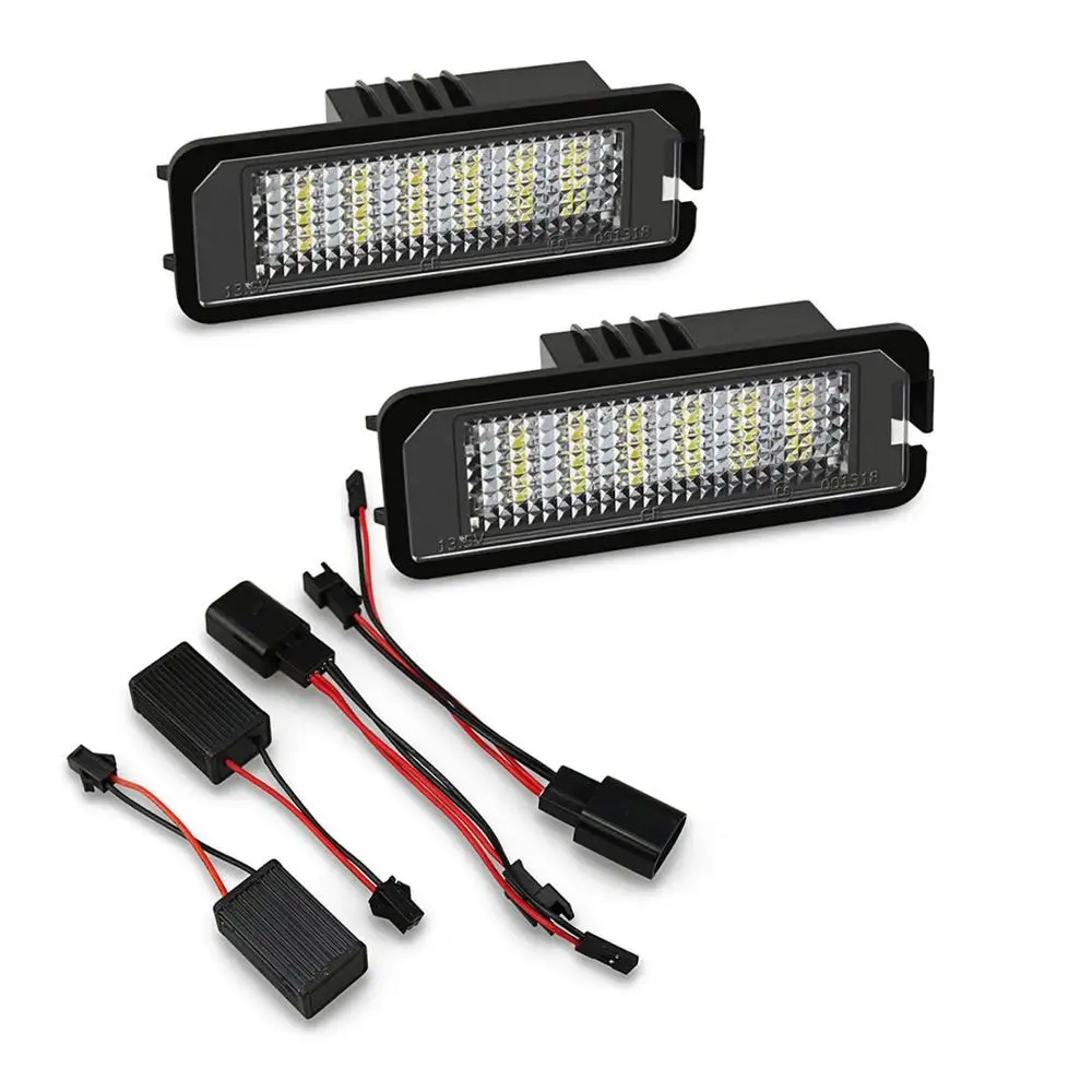 2x номерной знак светильник лампа без ошибки 18SMD светодиодный 12V 6500k белый для VW Golf MK4 MK5 MK6 Passat Polo CC Eos автомобильные аксессуары - Испускаемый цвет: White