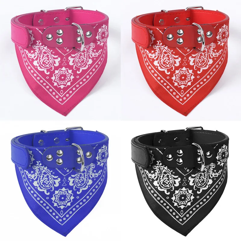 

PU Leather Pet Collar Dog Neck Ring Triangular Binder New Products Printed Bibs Cat Dog Scarf X