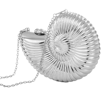 

Fashion Evening Clutch Women Chain Sling Shell Bags Party Wedding Crossbody Bags For Women Small Cute Purse Clutches(Silver)