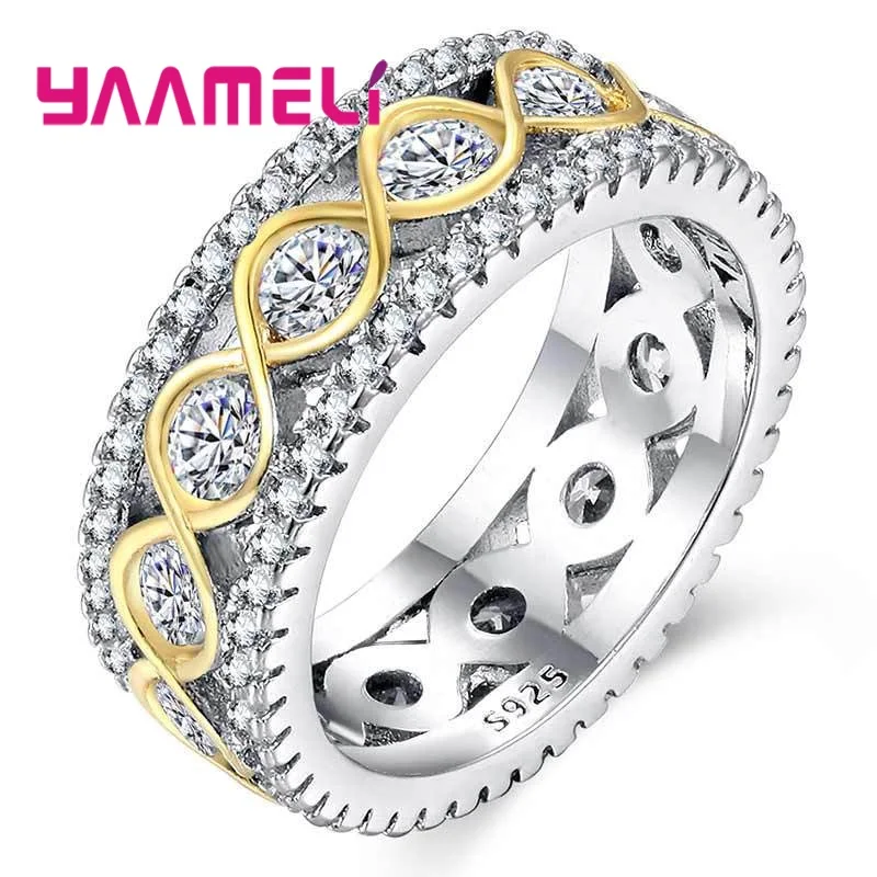 

925 Sterling Silver Rings for Women Bridal Wedding Anelli Trendy Jewellery Engagement Infinity Love Anillos Mujer