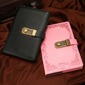 

Retro Code Book Thickened A5 Hand Book Personal Diary With Code Lock Thick Leather Notepad Office School Supplies Gift