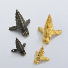 

4PCS Zinc Alloy Jewelry Box Wood Case Gift Boxes Table Craft Decorative Antique Foot Corner Protector