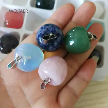 

WOJIAER Mixed 12pcs Apple Natural Stone Pendant Crystal Quartz Bead Necklaces Fashion for Jewelry Making Female Gift ZBM191