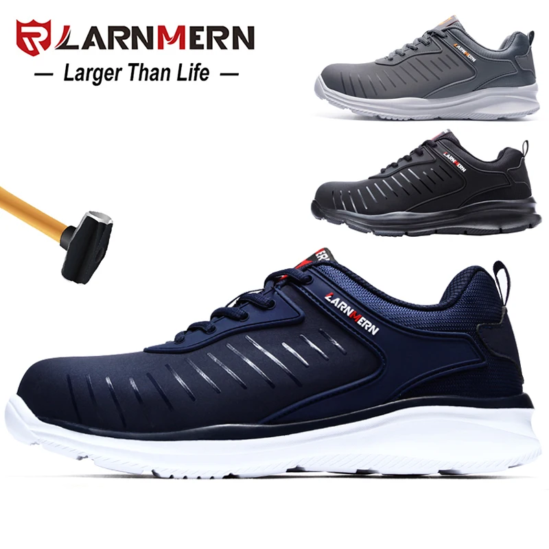 LARNMERN Men's Safety Shoes Work Shoe Steel Toe Comfortable Lightweight Breathable Anti-smashing Anti-puncture Construction Shoe