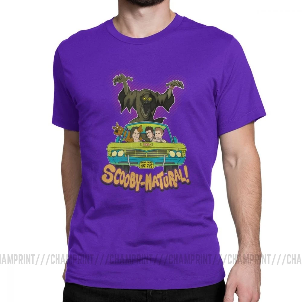 Сверхъестественная футболка Spn Brothers Man ScoobyNatural Baby V2, футболка, новинка, вырез лодочкой, одежда с короткими рукавами, хлопковые футболки - Цвет: Фиолетовый