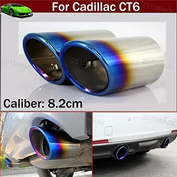 

2pcs Blue Color Stainless Steel Exhaust Muffler Rear Tail Pipe Tip Tailpipe Extension Pipes Custom Fit for Cadillac CT6