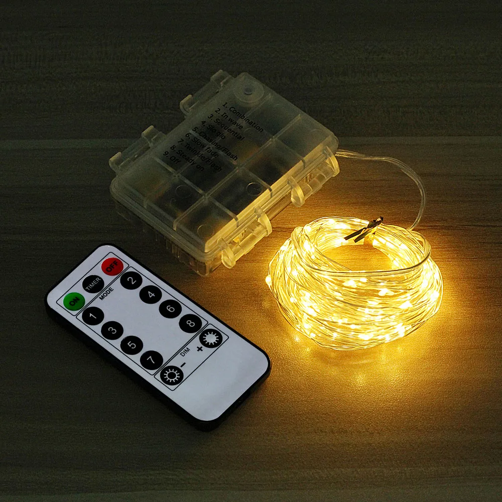 RemoteControlLEDFairyGarlandStringLightsBatteryOperatedNew