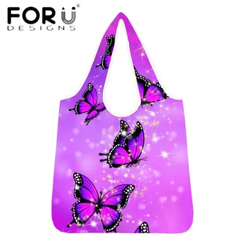 

FORUDESIGNS New Trend Women Casual Shopping Bag Art Butterfly Pattern Printing Reusable Handbags Female Eco Friendly Totes Bag