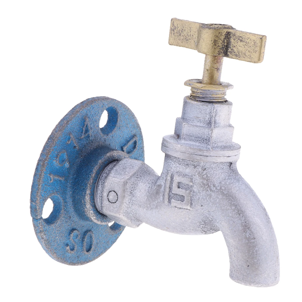 Vintage Retro Spigot Handle Knob Shaped Coat Robe Hook Metal Wall Mount Kitchen Bathroom Decor