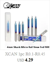 XCAN 1 шт. 4 мм/6 мм хвостовик карбида вольфрама Концевая фреза с нано синим покрытием Концевая фреза для гравировки PCB фрезерный станок