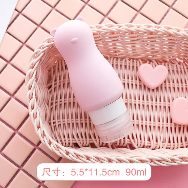 90ml Мультяшный кролик/медведь сжимаемые бутылки контейнеры Мини дорожная бутылка для парфюма шампунь для ванной Путешествия хранения бутылки Посуда для дома - Цвет: 90ml