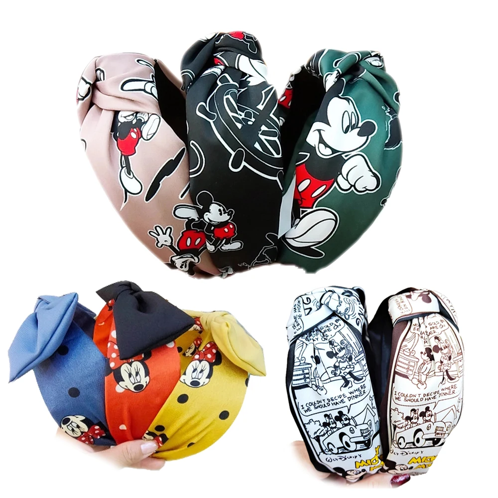 Diadema de dibujos animados con lazo de Mickey, diadema de pelo de ala ancha a la moda, horquilla de alta gama, accesorios para el cabello, diadema para niña