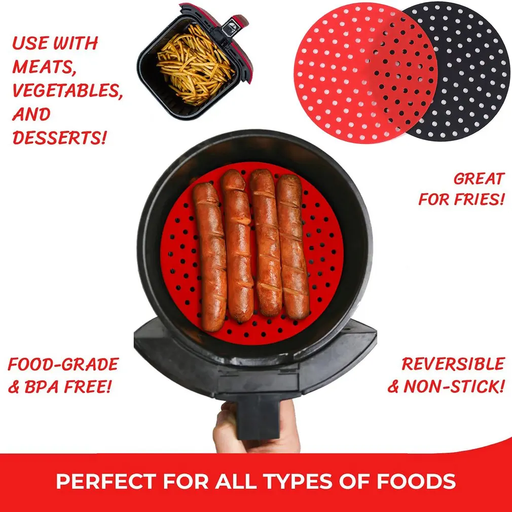 New Air Fryer Liner Silicone Mats Air Fryer Accessories Non-stick Durable Pad Steaming Basket Round Mat Baking Tools