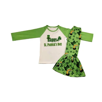 

St Patrick's Day long sleeve outfits festival girls bell pant set adorable design