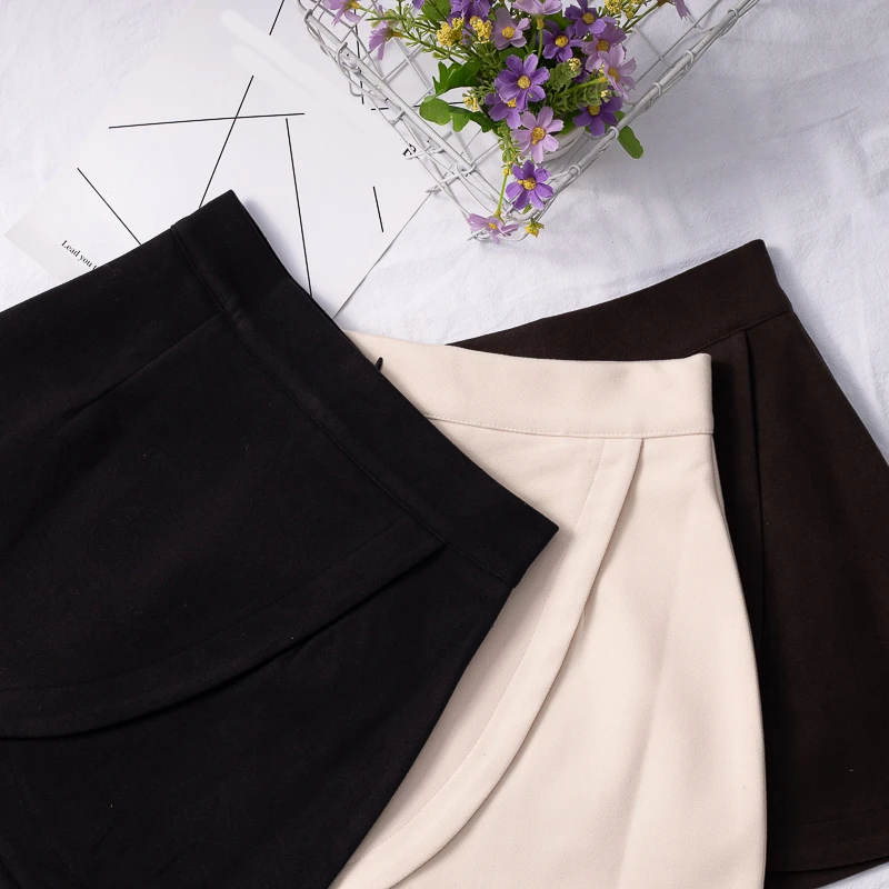 Корейская однотонная женская юбка Ulzzang, модная Офисная Женская юбка трапециевидной формы, Весенняя юбка в стиле ампир с разрезом выше колена, Женская юбка под брюки