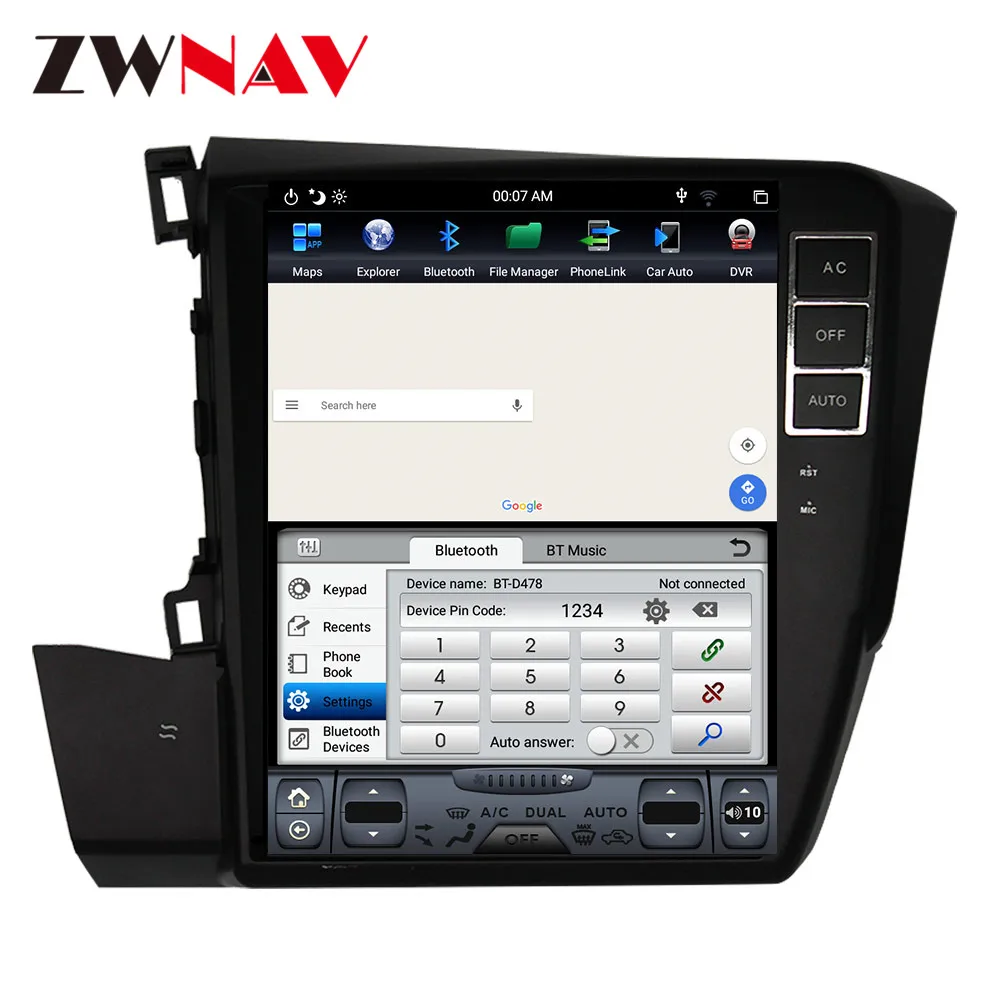 Top vertical Tesla screen Android 9.0 Car Multimedia Player For Honda Civic 2012-2015 GPS Navi stereo Radio tape recorder head unit 6