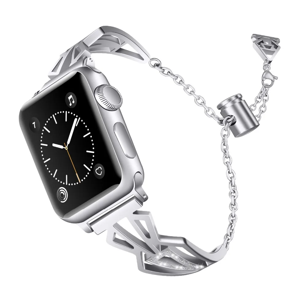 Ремешок для Apple Watch 38 мм 42 мм 40 мм 44 мм женские часы с бриллиантами из нержавеющей стали ремешок для iwatch серии 4 3 2 серии 5 полос