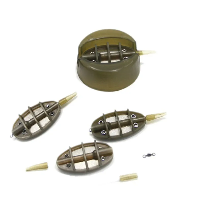 Method Feeder Carp Fishing Feeder For Fishing Combo Inline with Mould Carp Lead Sinker Free Lead Feeding Troughs Pesca 4pcs/set