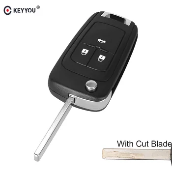 

KEYYOU Uncut/Cut Blade 3 Button Folding Remote Car Key Shell Flip Fob Case for Chevrolet Cruze 2009 2010 2011 2012 2013 2014