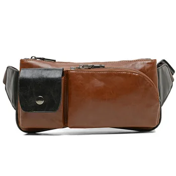 

New Fashion Style Crazy Horse PU Leather Men Chest Pack Casual Small Bag CrossBody Shoulder Bag Leisure Travel Mini Bag 3 Colors